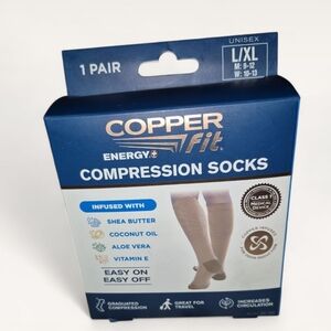 Copper Fit Energy+ Compression Socks L/XL - Beige